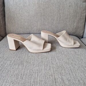 Elegant Cream Block Heel Mules